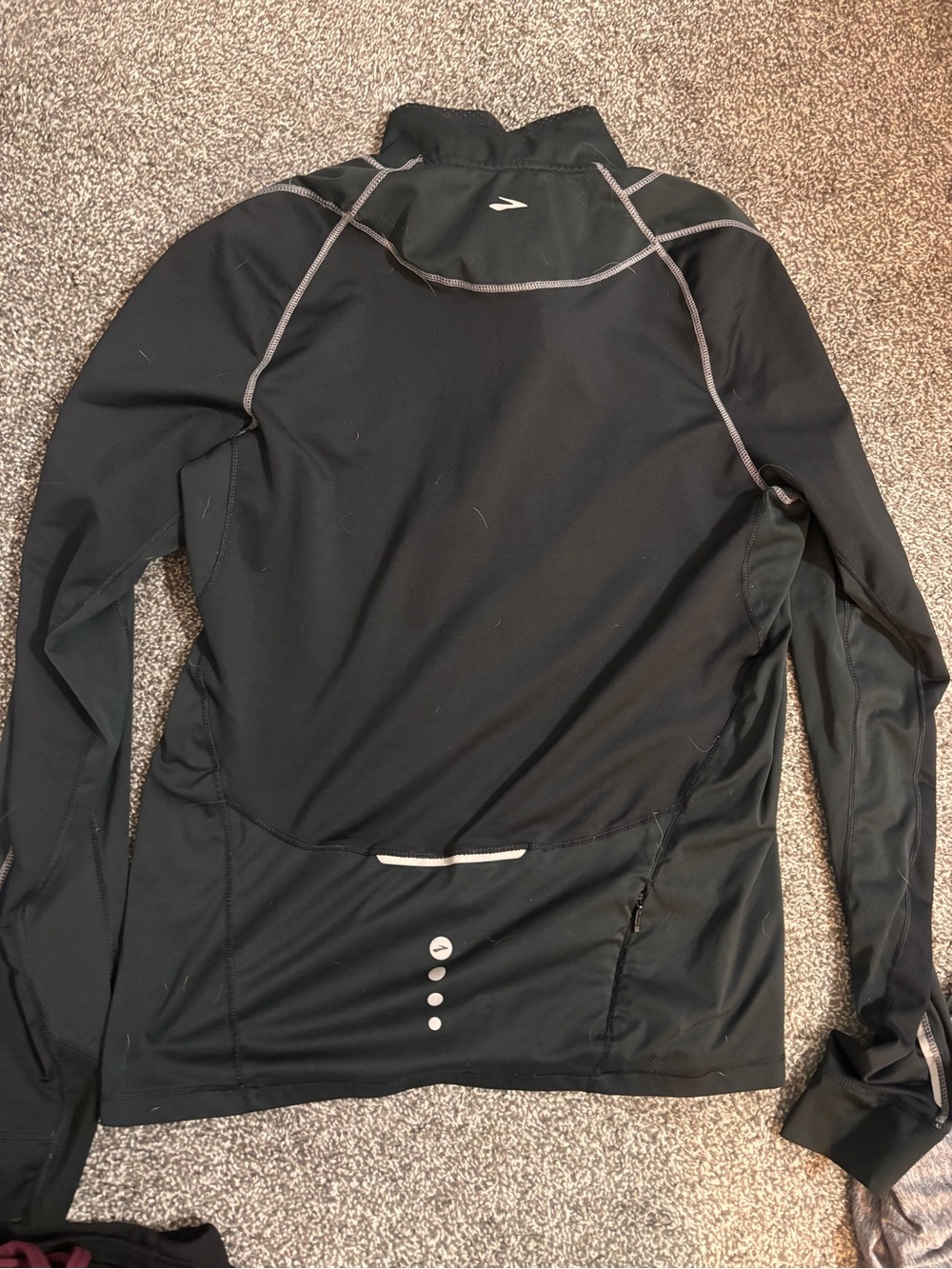 Brooks Black Quarter-Zip, Gray Heather Top & Burgundy Sports Bra Set - Picture 7 of 7